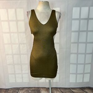 🔥5 for $25🔥 Bebe gold cutout mini bodycon cocktail party dress size XS